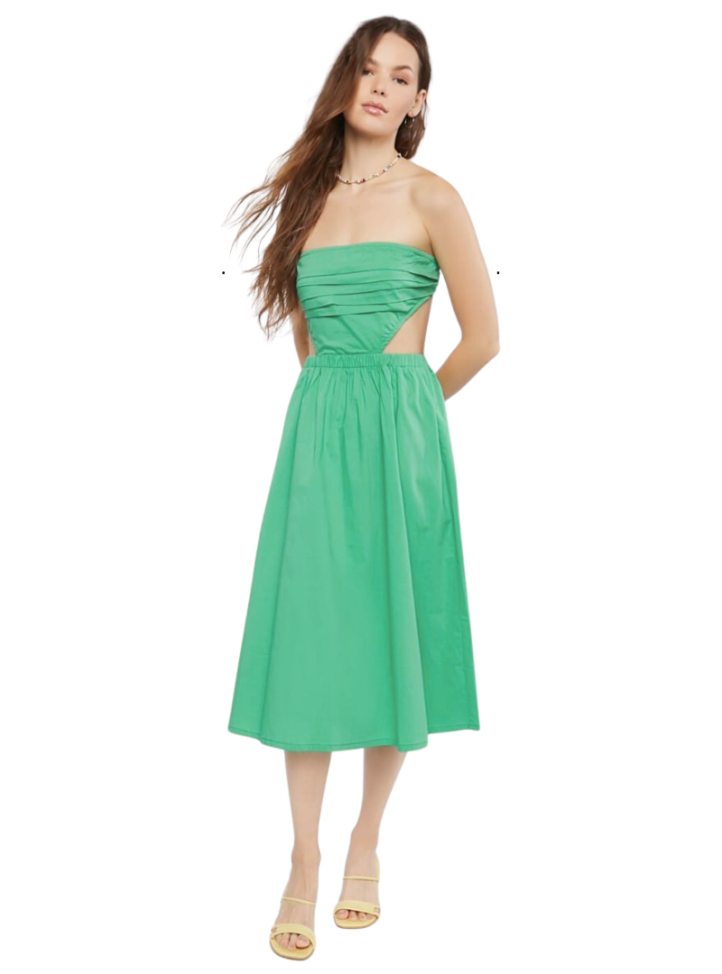Forever 21 Ladies Strapless Cut Out Dress - Green