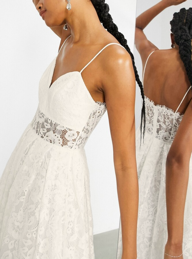 HOPE LACE CAMI MIDI WEDDING DRESS IVORY
