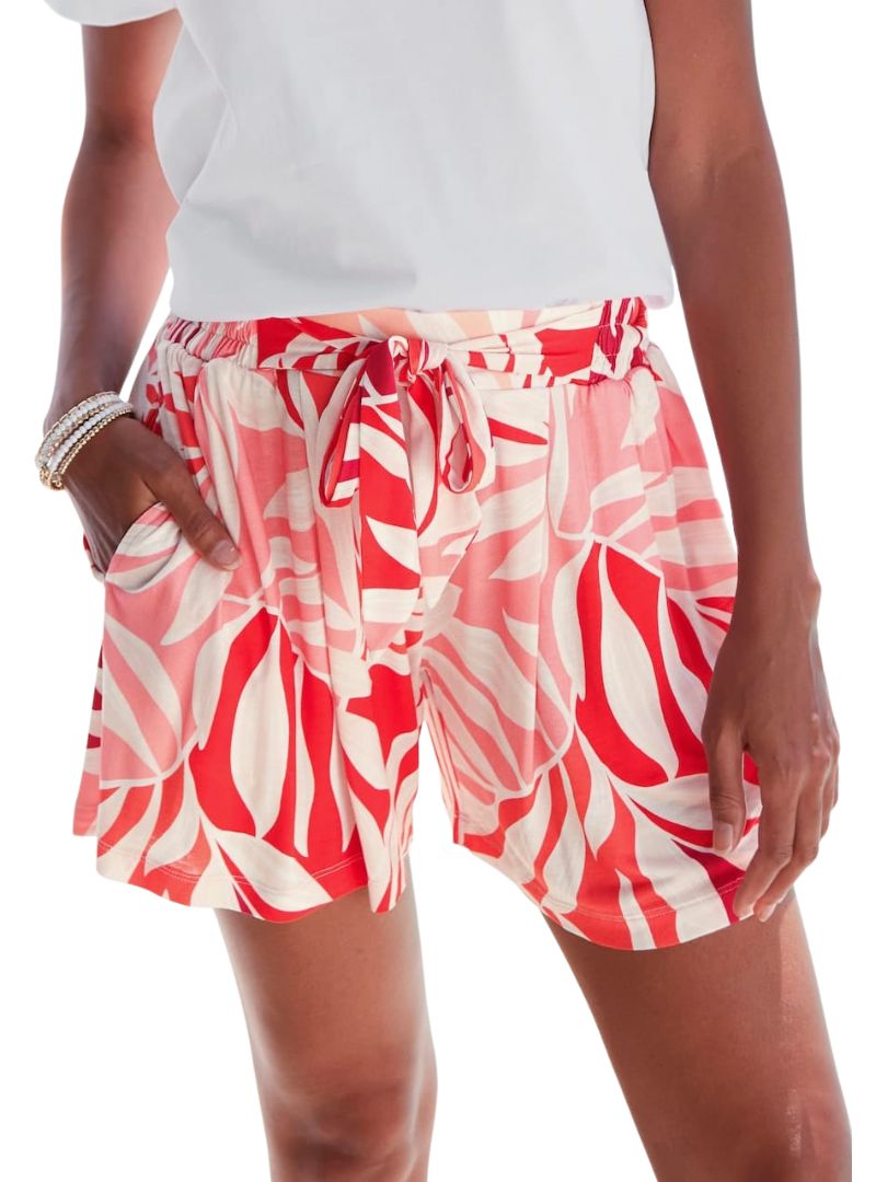 Lascana Ladies Printed Casual Short - Beige/Red/Pink