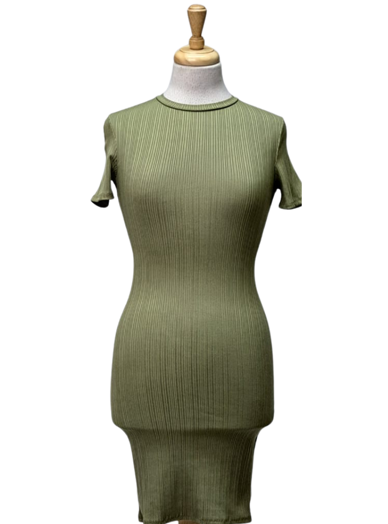 Inside Ladies Ribbed Dress - Green