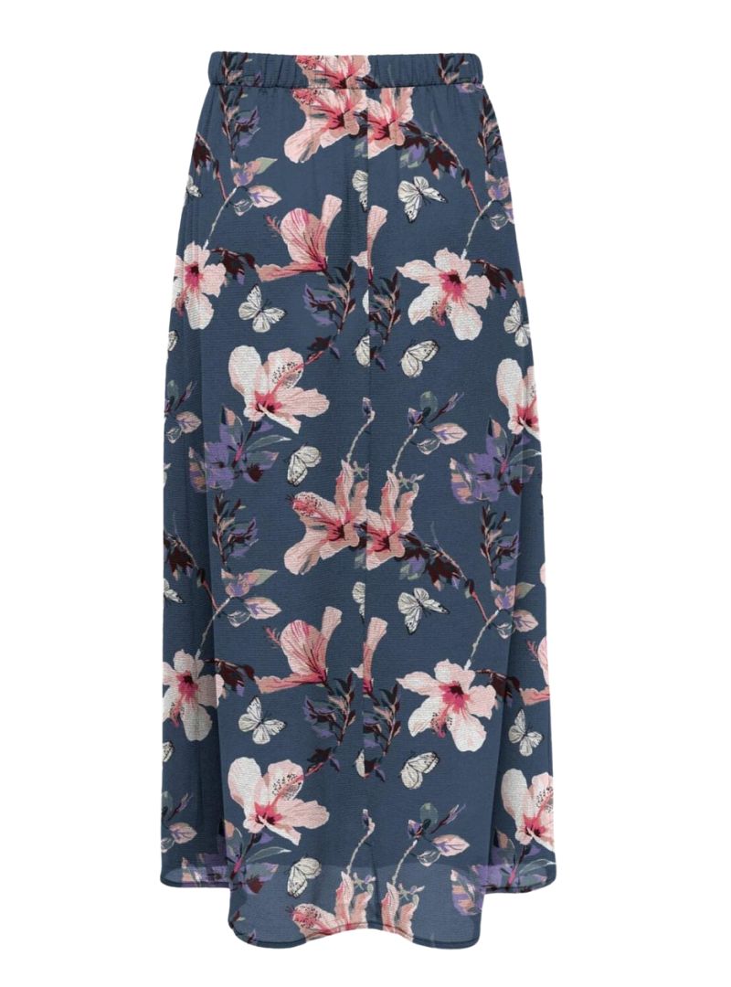 BUTTONED FLORAL MIDI SKIRT