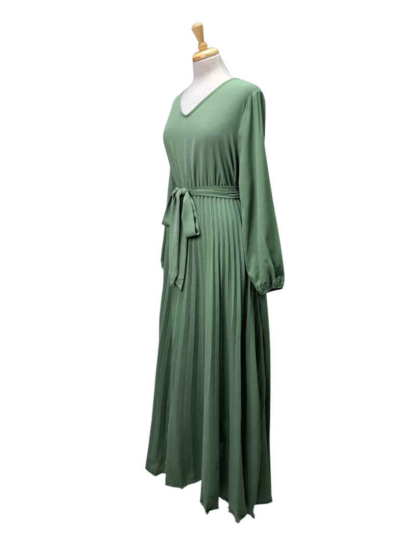 Ladies Pleated Dress - Green