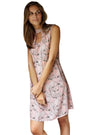 Imitz Ladies Detailed Sleeveless Dress - Dusty Pink/White