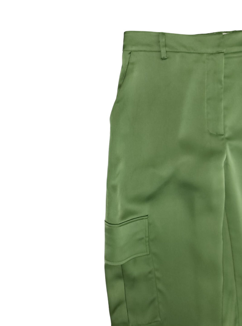 Jana Ina Ladies Satin Cargo Pants - Green