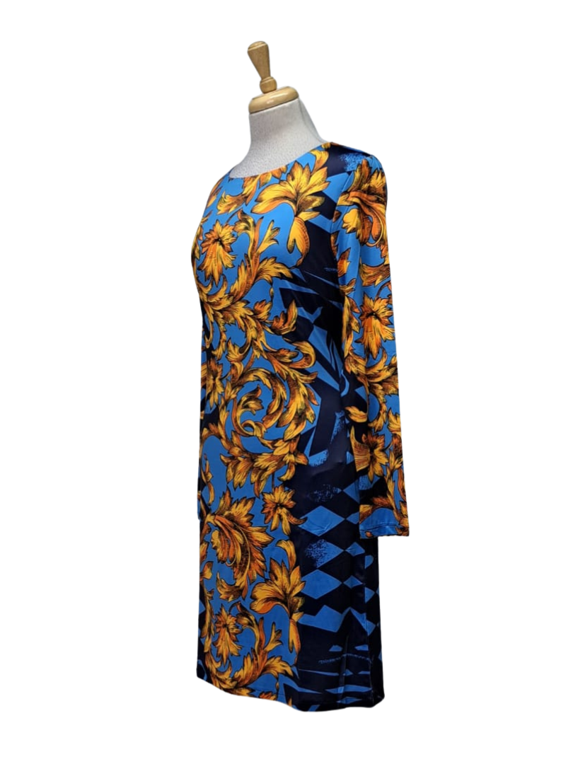 Ada Gatti Ladies Printed Dress - Blue/Yellow