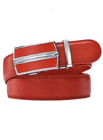Itiezy Unisex Genuine Leather Belt - Red/Silver