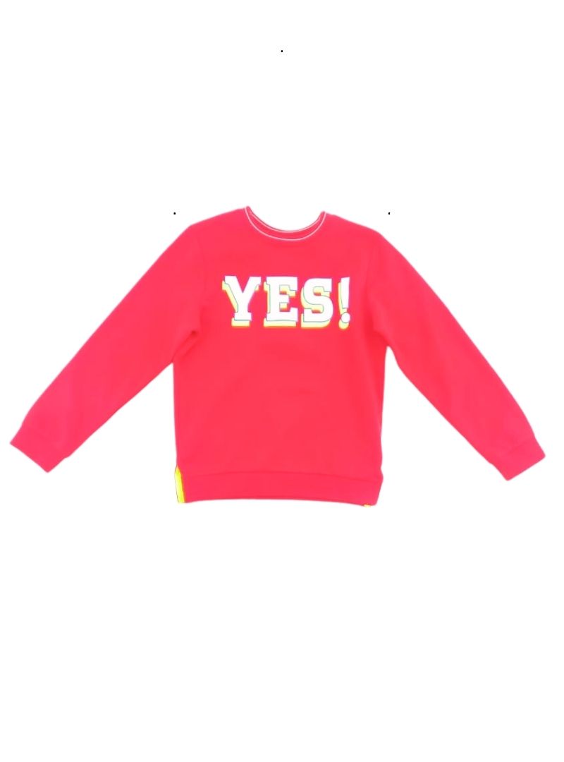 DETAILED ''YES!' LONG SLEEVE PRINT TOP