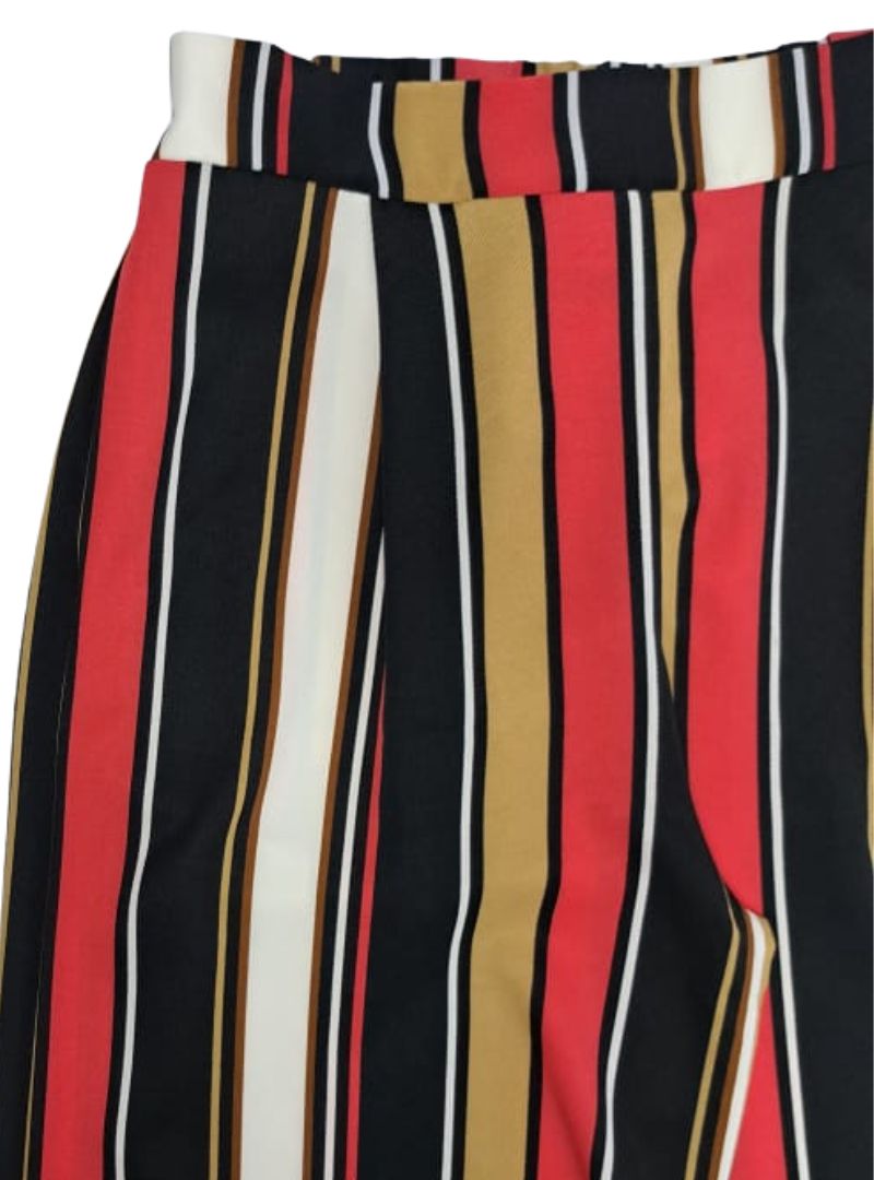 Indide Ladies Striped Detail Trouser - Black/Beige/Pink