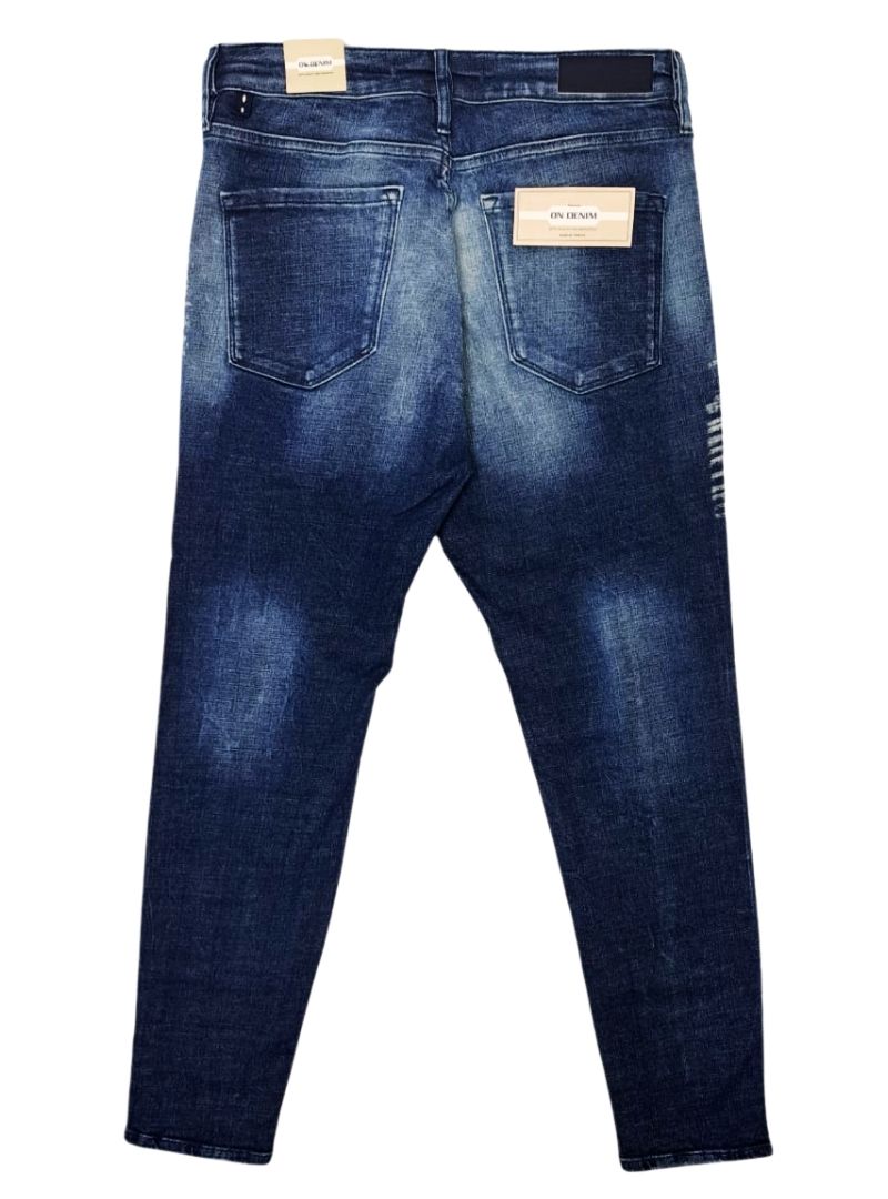 On Denim Mens Ribbed Slim Fit Jean - Blue