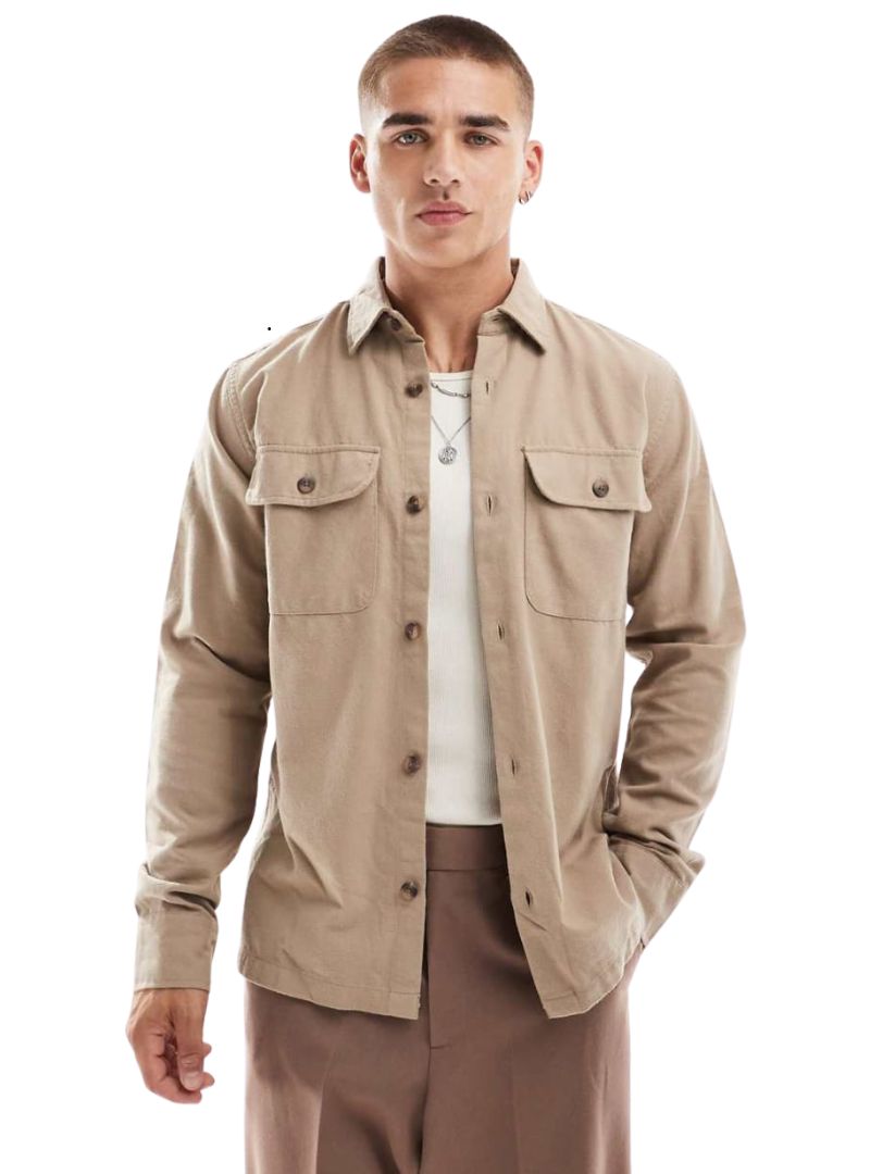 Jack & Jones Mens Casual Buttoned Shirt - Beige