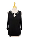 Solene Ladies Cold Shoulder T-shirt - Black/Silver