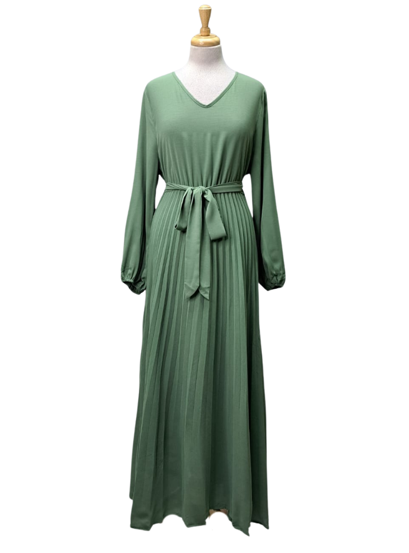 Ladies Pleated Dress - Green