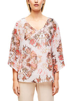 PRINTED BATWING SLEEVE BLOUSE