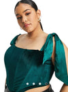 Jaded Rose Ladies Exclusive Tie Shoulder Velvet Corset Top - Green
