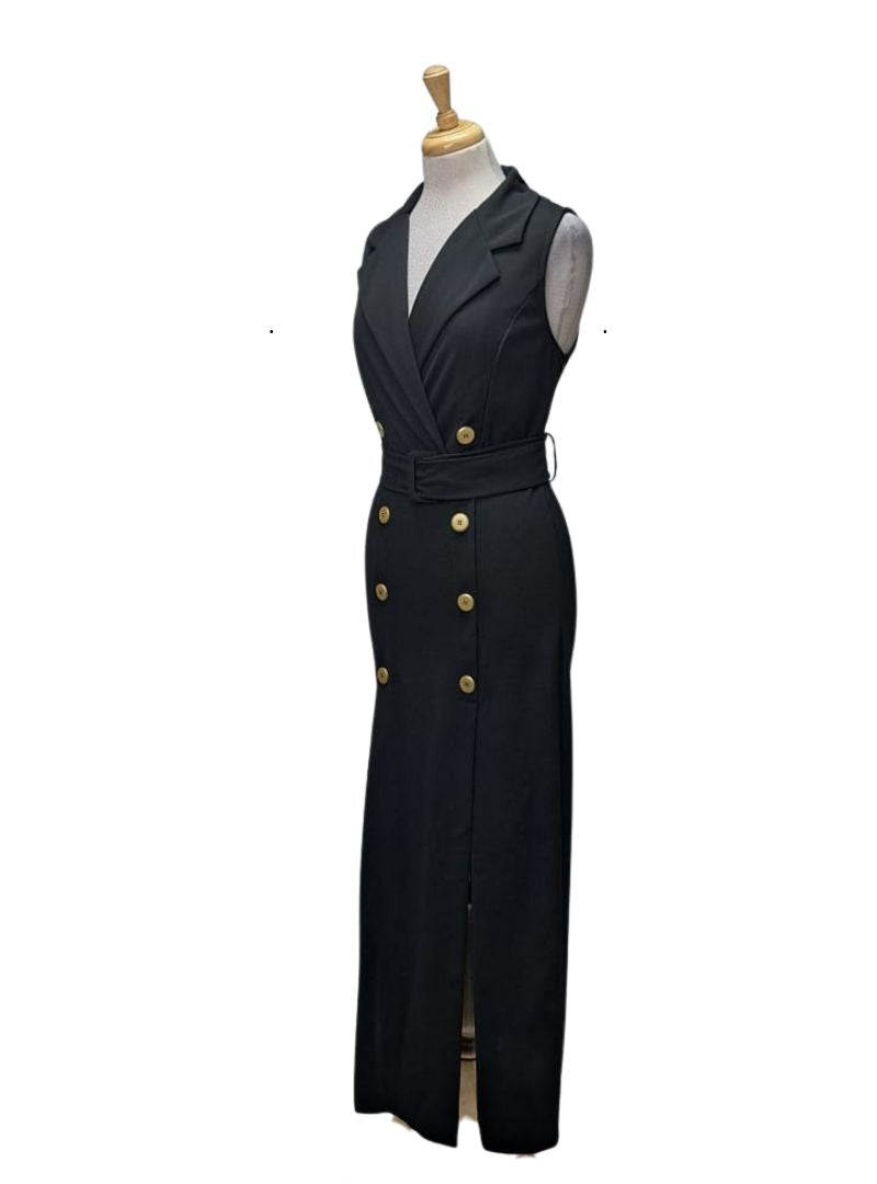 Inside Ladies Button Detailed Dress - Black