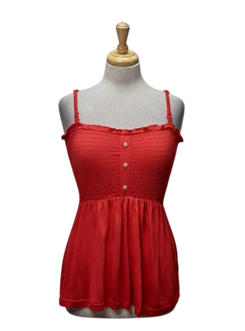 Rainbow Ladies Frill Detail Top - Red