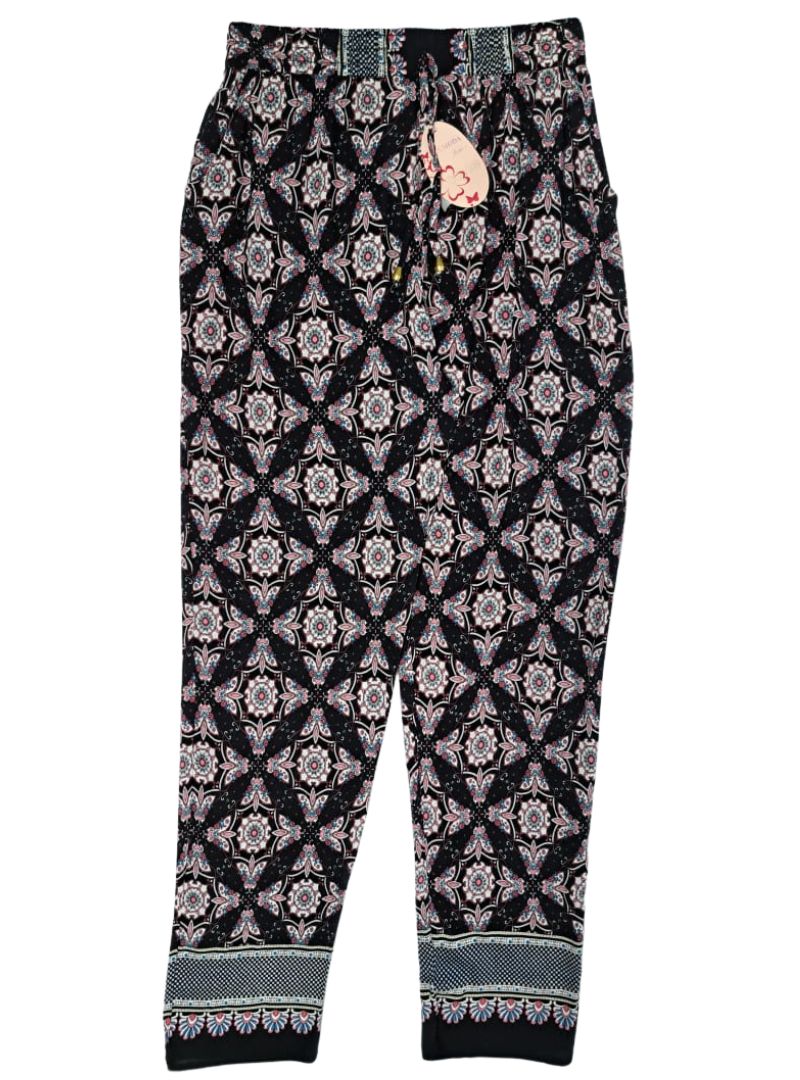 R.S.Moda Ladies Detailed Trouser - Black/Pink