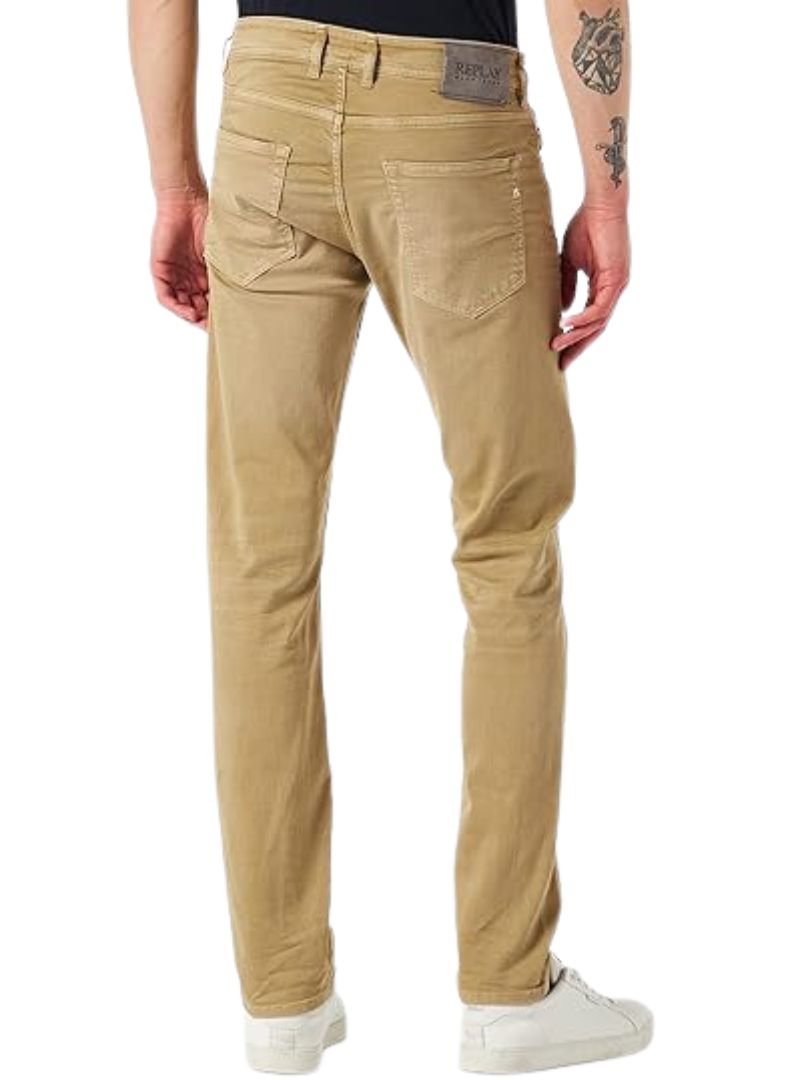 Replay Mens Groover Straight Fit Jeans - Beige