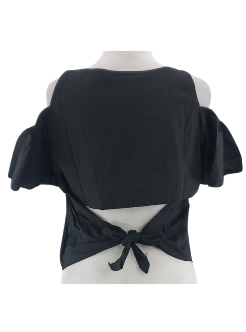 COLD SHOULDER TIE BACK BLOUSE