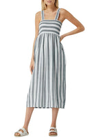 RUFFLED DETAILED STRIPED DRESS