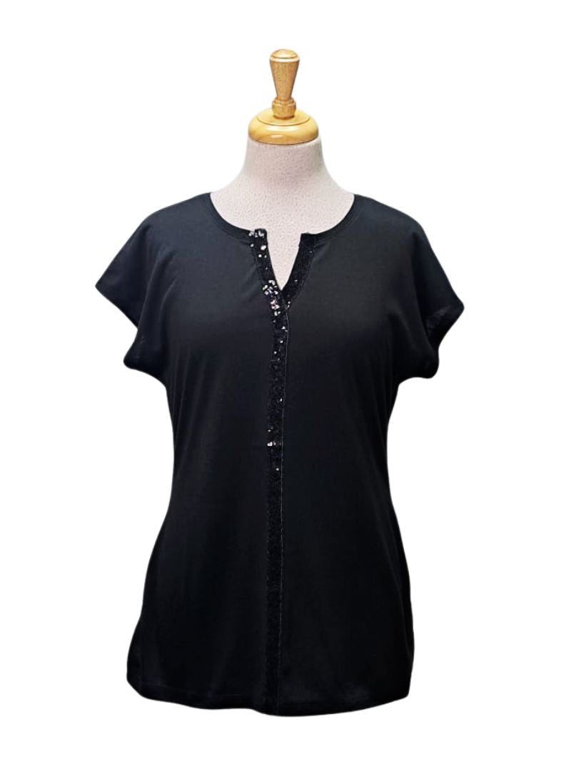 Bpc Collection Ladies Sequin Detail Top - Black