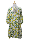 Made In Italy Lemon Printed Wisteria Ladies Dress - White