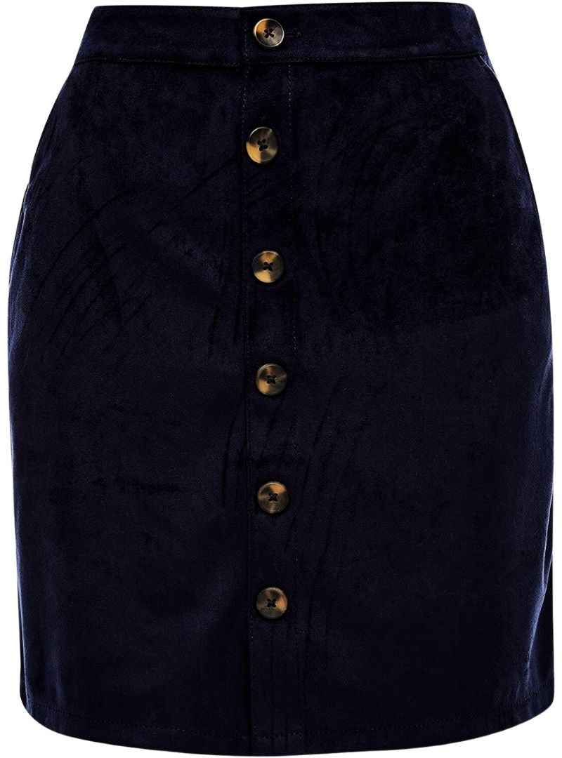 FAUX SUEDE BUTTONED SKIRT