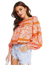 Miss Selfridge Ladies Floral Blouse - Orange/White