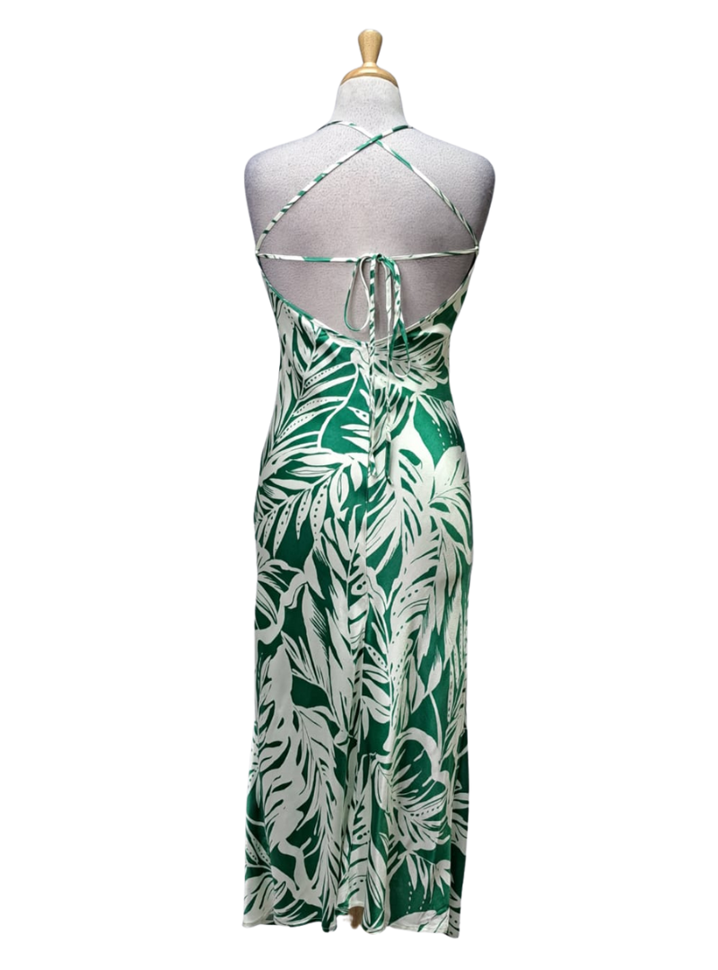 Forever 21 Printed Satin Dress - Green