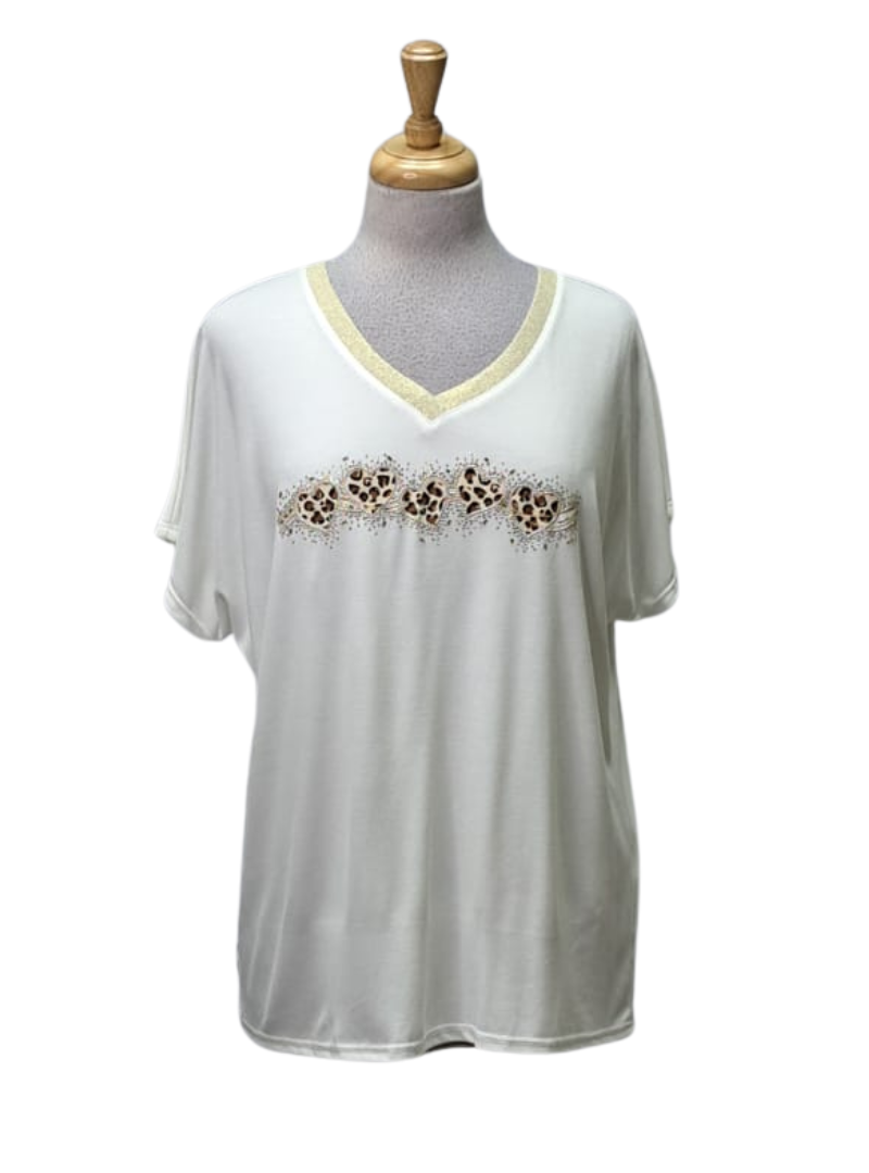 Made In Italy Ladies Siena Animal Top - Cream