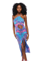Forever 21 Ladies Tie Dye Mesh Dress - Blue/ Purple