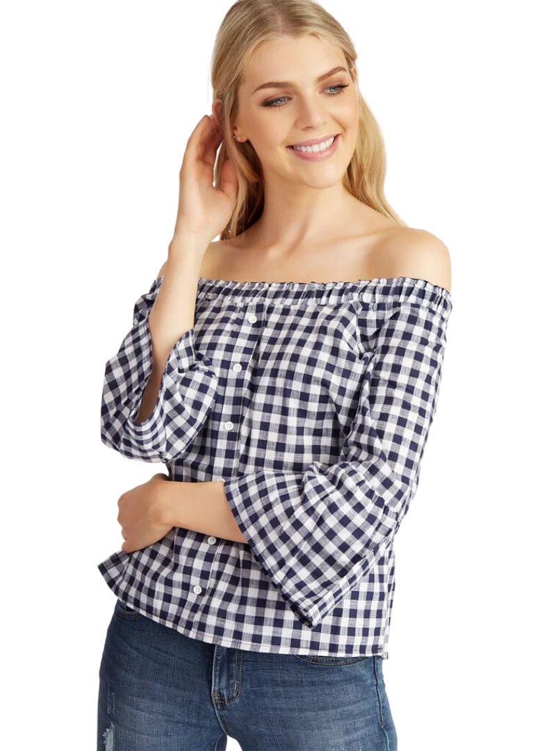 BUTTON FRILL SLEEVE TOP