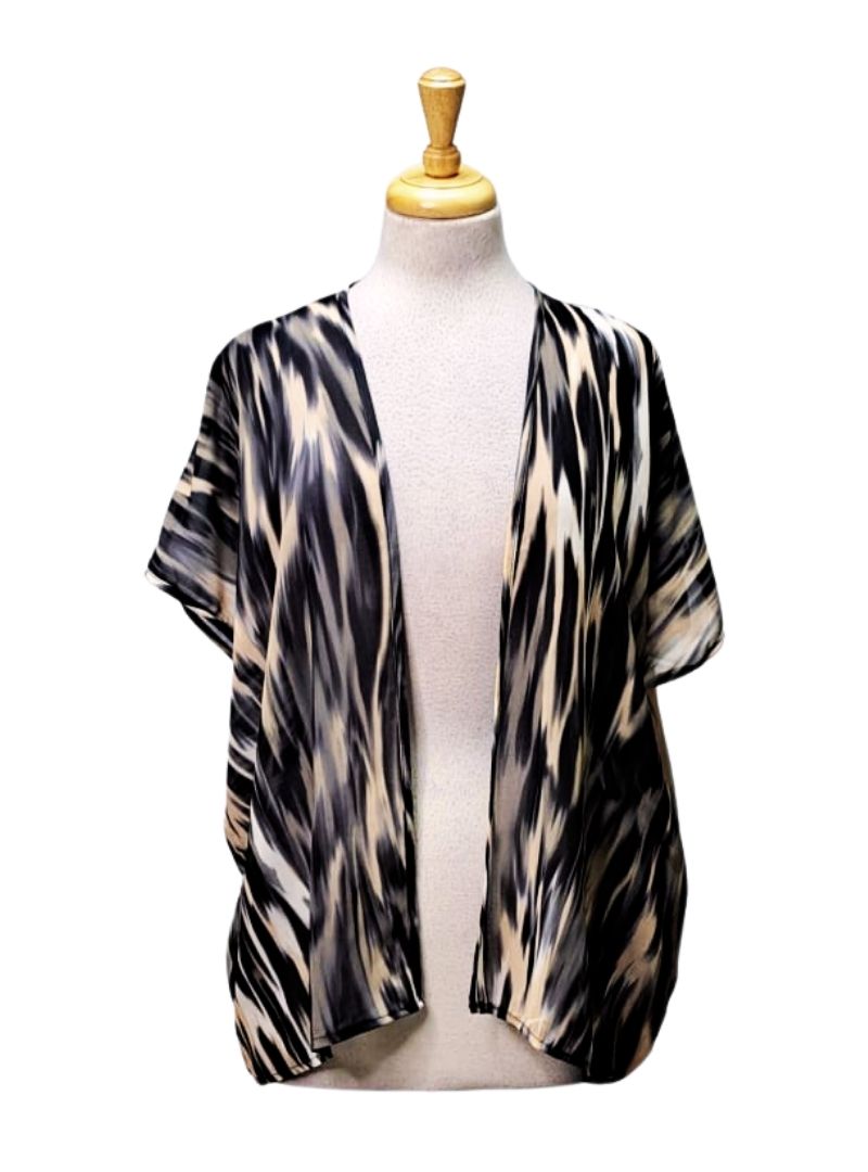 Inside Ladies Printed Kimino - Black/Beige/White