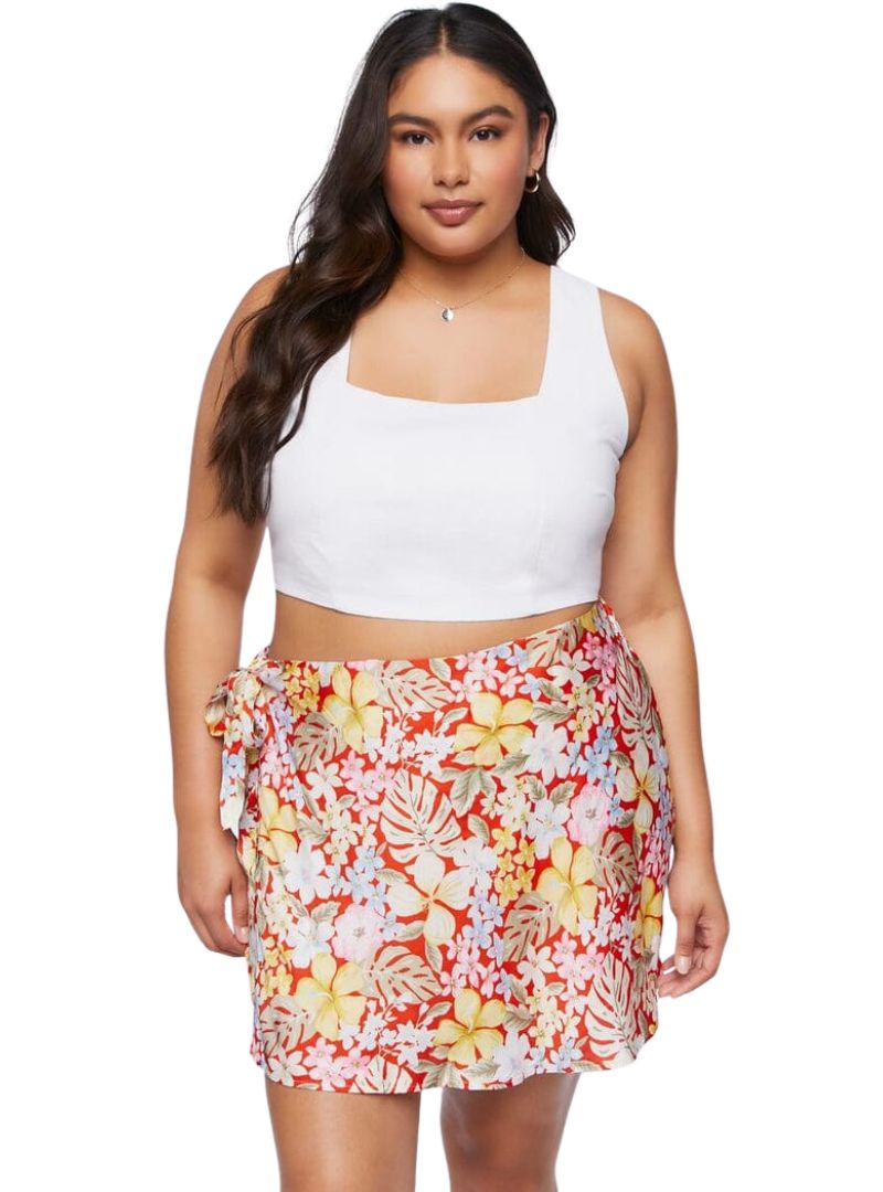 Forever 21 Ladies Floral Wrap Short - Red/White/Yellow