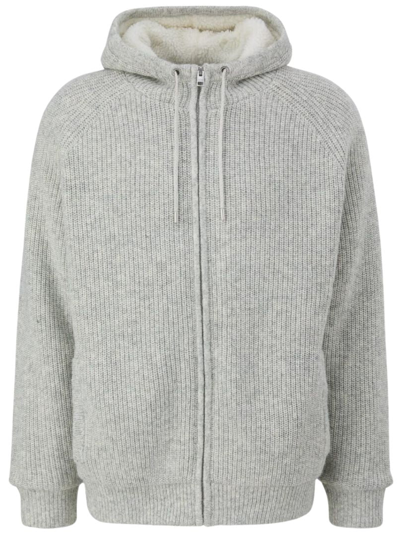 DETAILED KNIT HOODED JACKET