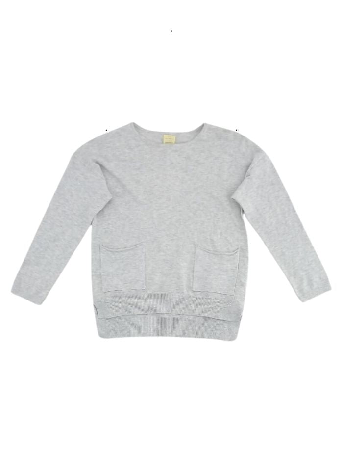 BASIC TWO POCKET LONG SLEEVE KNIT TOP
