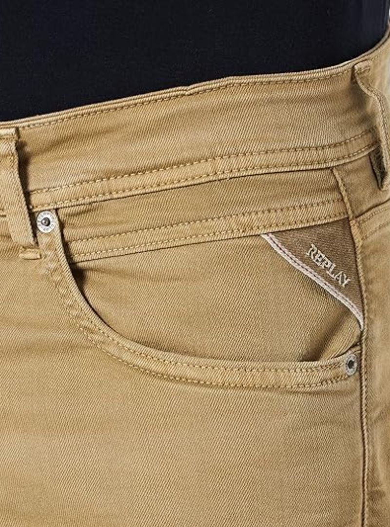 Replay Mens Groover Straight Fit Jeans - Beige