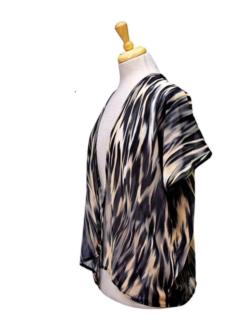 Inside Ladies Printed Kimino - Black/Beige/White