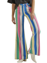 STRIPED HIGH RISE FLARE JEAN