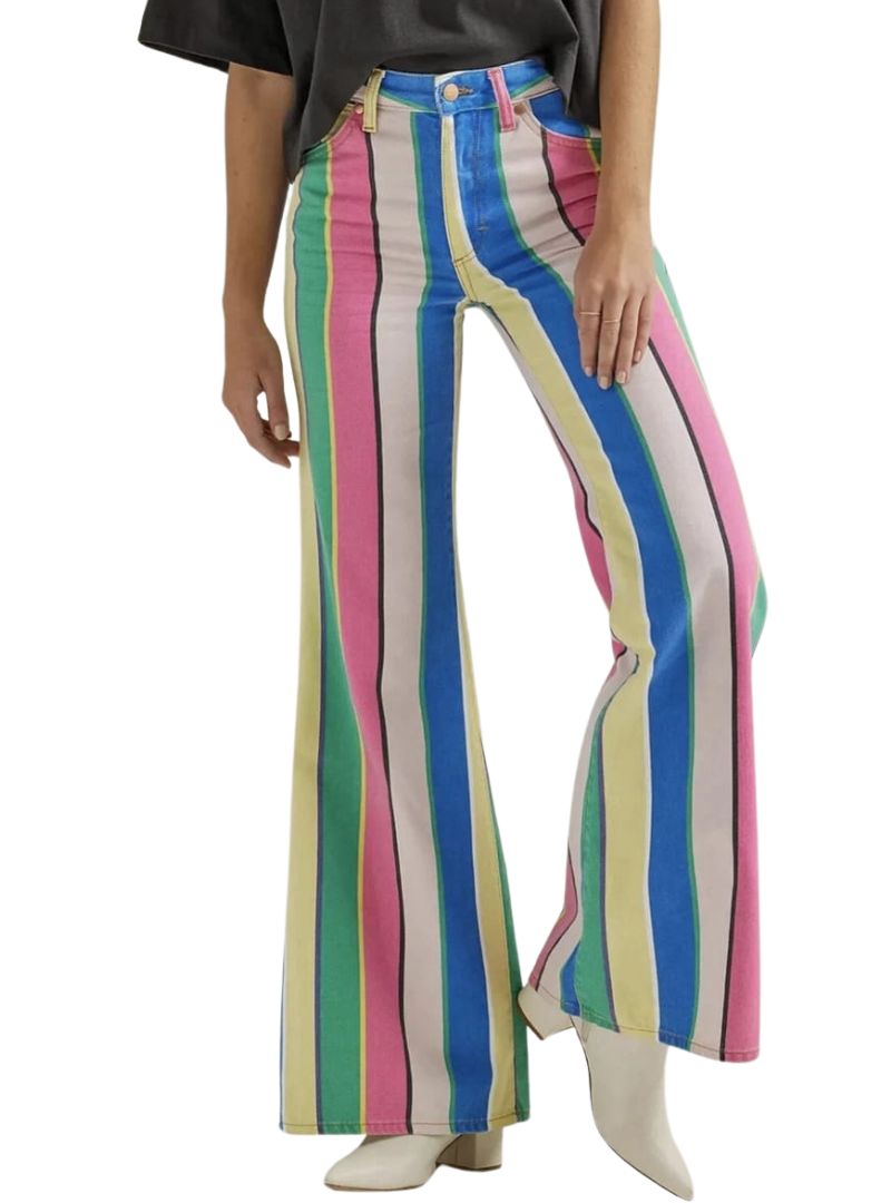 STRIPED HIGH RISE FLARE JEAN