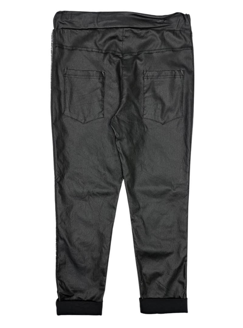 Made In Italy Ladies Isla Pants - Black with Rhinestones
