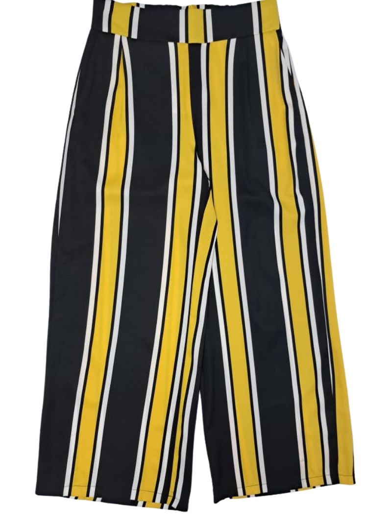 Indide Ladies Striped Detail Trouser - Black/Yellow/White