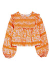 Miss Selfridge Ladies Floral Blouse - Orange/White