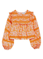 Miss Selfridge Ladies Floral Blouse - Orange/White