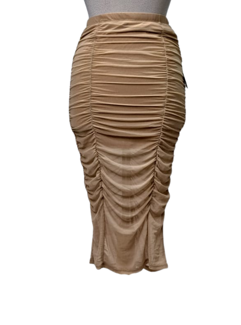 Forever 21 Ladies Ruched Mesh Skirt - Nude