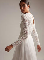 ELIZABETH LONG SLEEVE WEDDING DRESS WITH BEADED BODICE