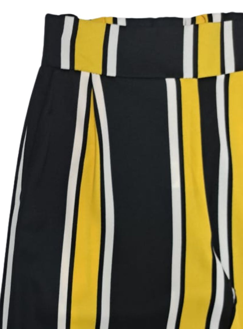 Indide Ladies Striped Detail Trouser - Black/Yellow/White