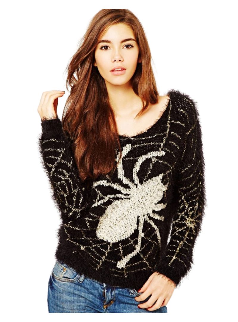 SPIDER PATTERNED KNIT TOP
