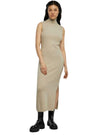 Urban Classic Ladies Fleece Polo Neck Dress - Beige