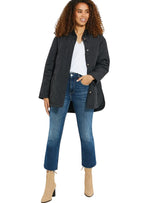 PATTERNED ROUND NECK LONG LENGTH JACKET